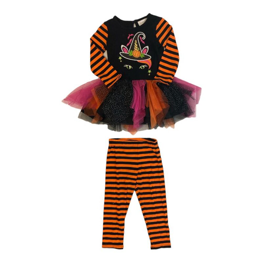 Emily Rose Girl's Applique Halloween Tutu Tunic & Legging Set - Cat Applique